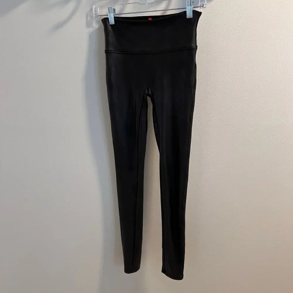 Spanx Black Faux Leather Leggings Size S